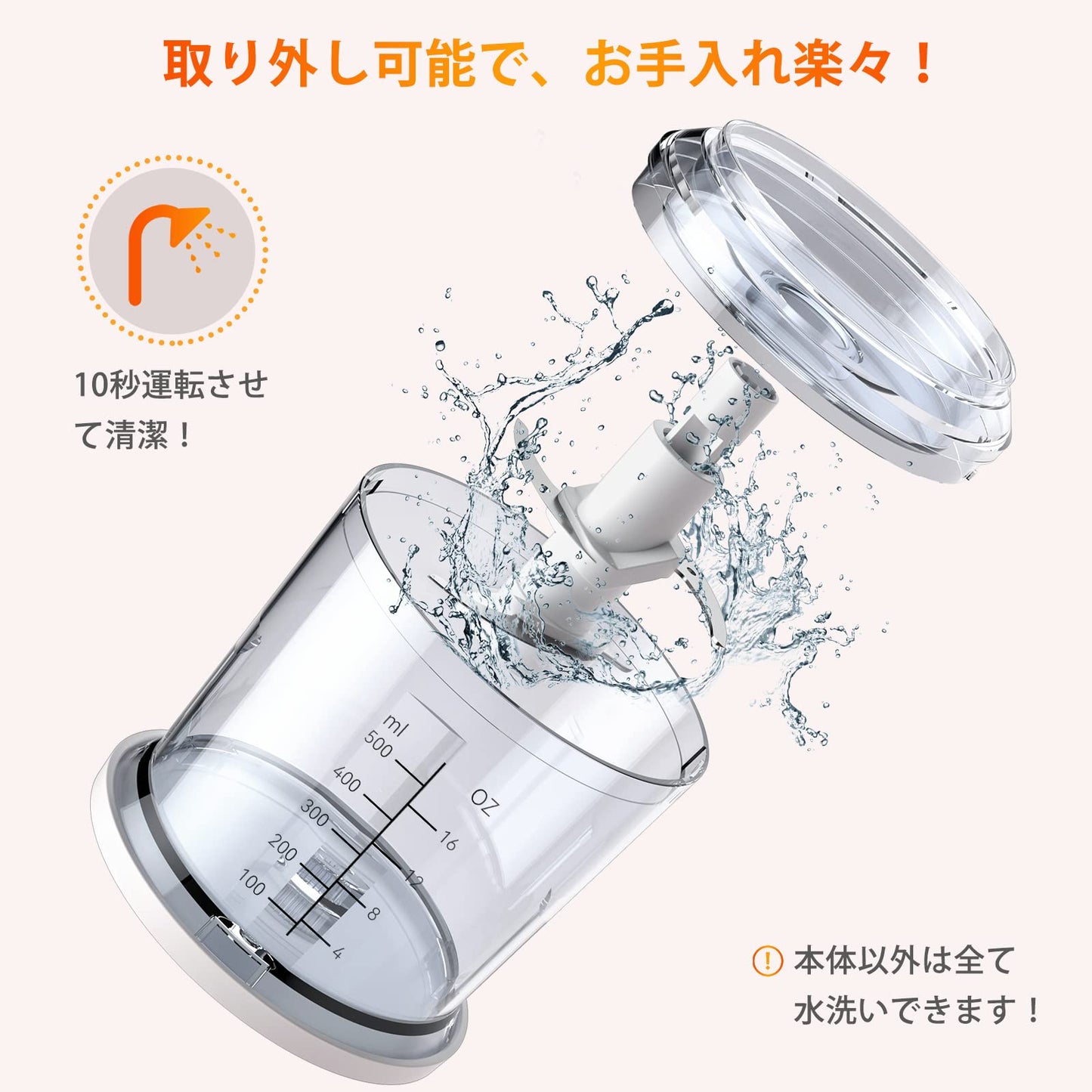 フードプロセッサー 1台4役 400Wハイパワーステンレス製4枚刃フードチョッパー2段変速チョッパー 肉のすりおろし/野菜のみじん切り/離乳食の準備 500ml