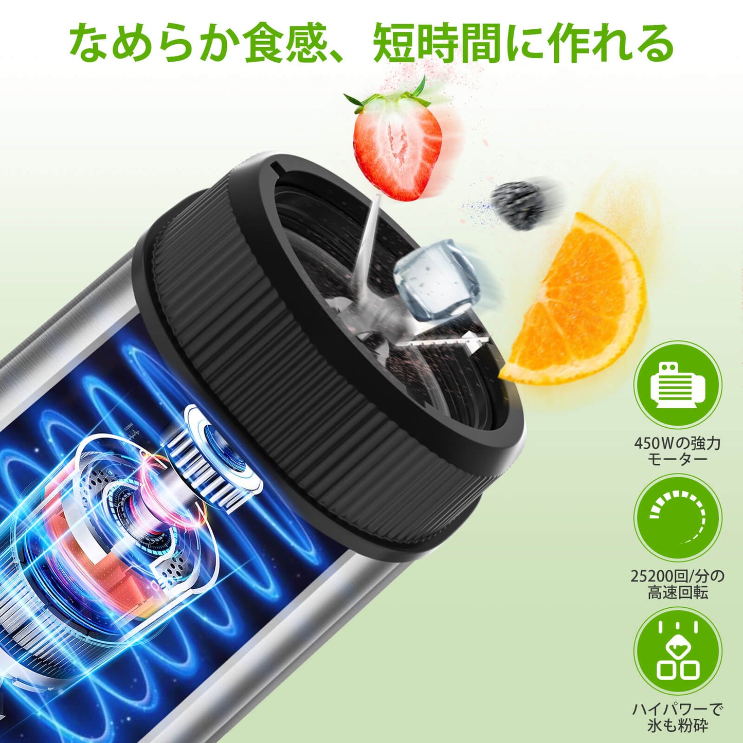 Abuler 1台多役 スムージーミキサー 450Wハイパワー ミルミキサー 3段階モード調節 ブレンダー